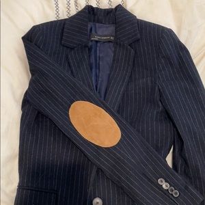 Zara woman blue wool stripe blazer